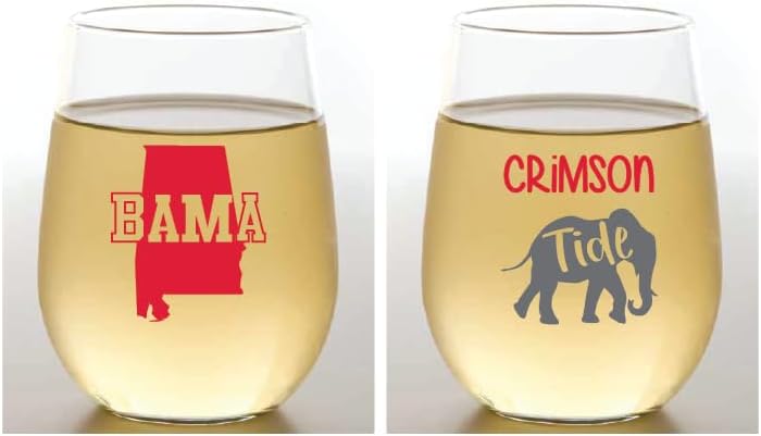 Juego de 2 copas de vino impresas de plástico irrompible sin tallo, de 16 onzas, fabricadas en los Estados Unidos en embalaje de caja a dos aguas,