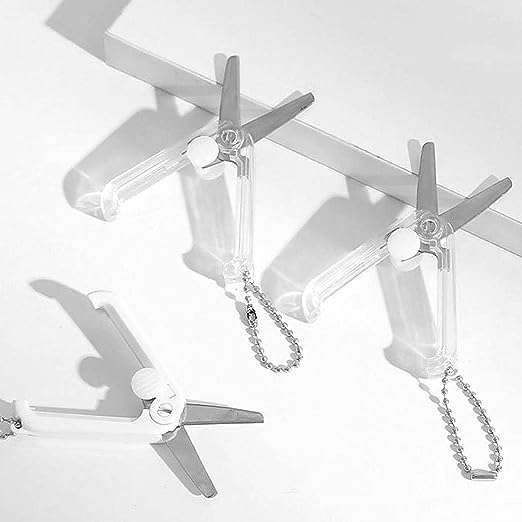 2 tijeras plegables rosadas, tijeras de viaje portátiles seguras, tijeras plegables telescópicas, mini tijeras de bolsillo con llavero para cortar,