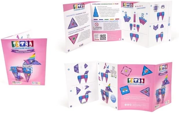 Tytan Tiles Ultimate Unicorn – Juego de construcción de azulejos magnéticos, adorable juguete STEM para niños, juego creativo, reconocimiento de