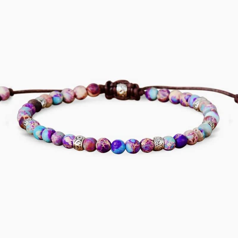 SofiaCreations Natural Stone Gemstone Sea Sediment Jasper Imperial Jasper Beaded Handmade Bracelet, Healing Protection Strength Calming Balance