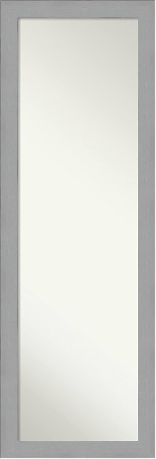Amanti Art Espejo de puerta no biselado (51.5 x 17.5 pulgadas), marco de níquel cepillado, espejo de longitud completa, espejo de pared, plateado de