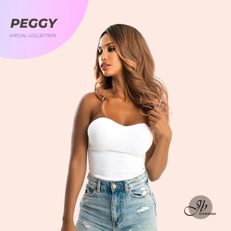 PEGGY – Peluca ondulada de color durazno largo y rizado, natural para usar y llevar, sin pegamento, para fiesta, Halloween, pelucas sintéticas para