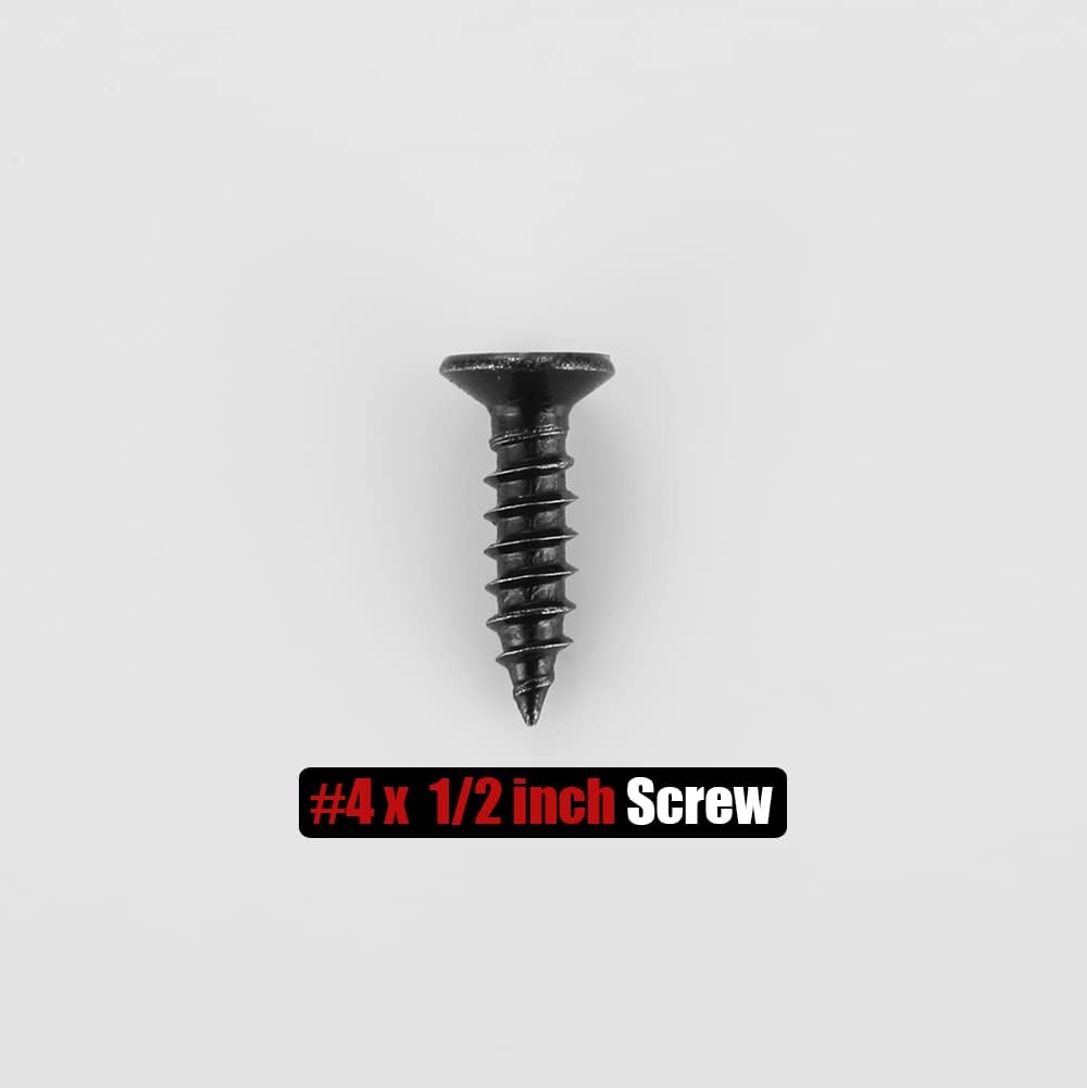 JQK Tornillo negro #4 x 12″, cabeza plana Phillips Tornillo para madera 18-8 SS galvanoplastia acero inoxidable negro, 4 x 12 pulgadas, 100 piezas,