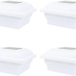 Paquete de 4 unidades blancas para jardín al aire libre, 5 x 5, solares 12 SMD LED, tapa de cubierta de poste, luz de valla cuadrada, lámpara de Paquete de 4 unidades blancas para jardín al aire libre, 5 x 5, solares 12 SMD LED, tapa de cubierta de poste, luz de valla cuadrada, lámpara de