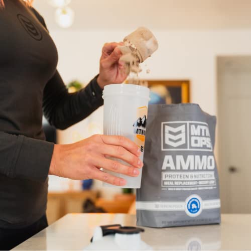 MTN OPS Batido de reemplazo de comida en polvo de proteína de munición para construcción muscular magra, 28 porciones, chocolate con mantequilla de