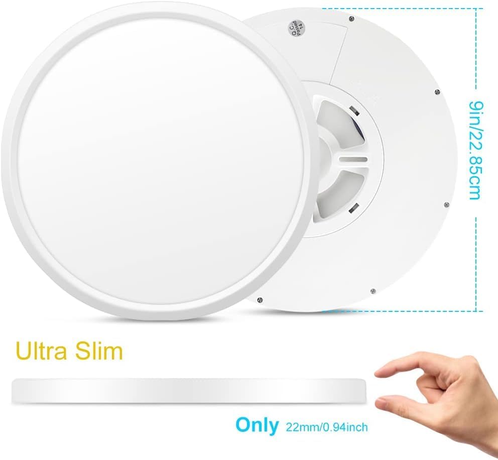 LightingWill Lámpara de techo LED de montaje empotrado de 8.9 pulgadas, 4000K Nurture White, 1800LM, 18W, accesorio de iluminación redondo moderno