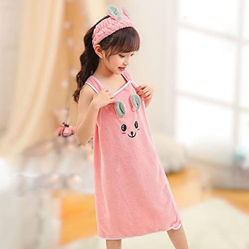 Toalla de baño suave para niñas con conejo de cartón, toalla de playa absorbente de agua para niños, bata de baño, vestido de tubo de ducha