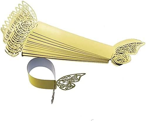 100 servilleteros cortados con láser con forma de mariposa para servilletas de papel de aluminio para bodas, fiestas, servilletas, decoración de