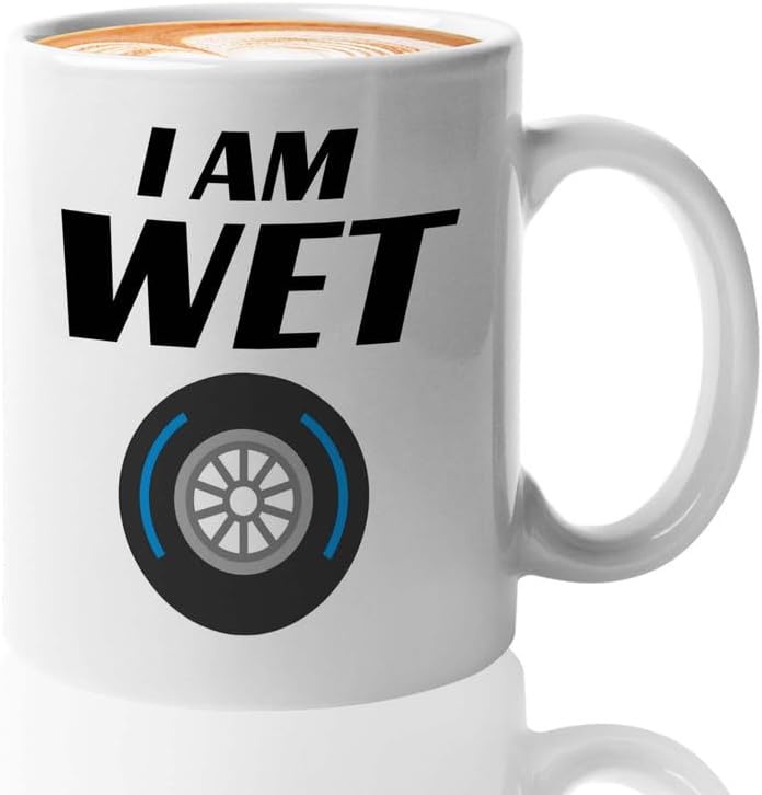 Racer Coffee Mug 11oz White – I’m Wet – Fuel Speed Racer Car Guys Circuit Automotive Racing Boy Gifts For Him Dad Men Boyfriend