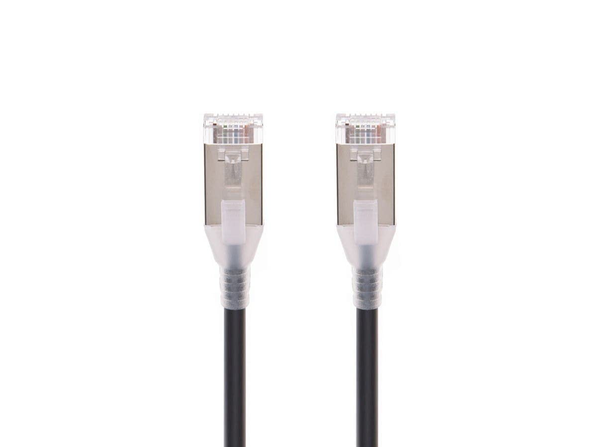 Monoprice Cable de conexión Ethernet Cat6A – 1 pie – Negro  Sin enganches, doble blindado, nivel de componente, CM, 30AWG – Serie SlimRun