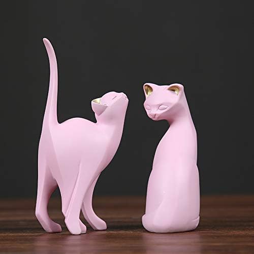WhaleCreation – Figura de gato rosa, estilo moderno, decoración del hogar, juguete de regalo