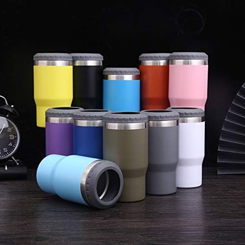 Gteller Aislador de latas de 14 onzas, tapas bidireccionales, enfriador de latas aislado de acero inoxidable de doble pared, soporte para botellas