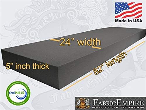 Fabric Empire Cojín de espuma de goma para tapicería de 24 x 82 pulgadas (repuesto de asiento, acolchado de espuma), fabricado en Estados Unidos