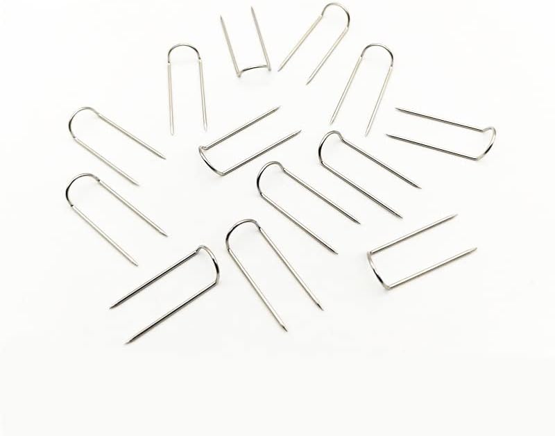 100 alfileres en forma de U de metal para coser agujas de tejer fijas, pasadores de retazos para decoración de manualidades (plata, 0.669 in)