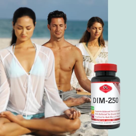 Olympian Labs DIM Suplemento 250mg – DIM Diindolylmetano Plus BioPerine 30 Cápsulas Suministro de DIM para equilibrio de estrógenos, alivio de la