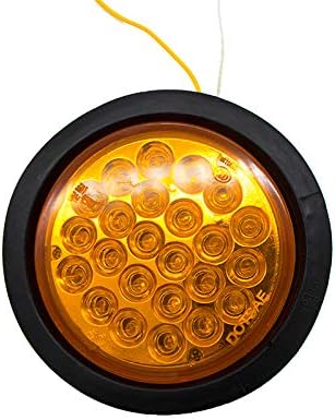 Luces LED redondas de 4 pulgadas para remolque y remolque, 24 luces LED de señal de giro de freno, con arandela de goma para camiones, remolques,