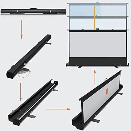 MYOYAY Pantalla de proyector manual de 84 pulgadas 43 4K HD de pie, pantallas de proyección de video portátil y retráctil, pantallas de película