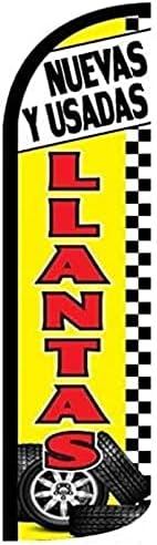 4 less Co NUEVAS Y USADAS LLANTAS Bandera Swooper sin viento Letrero de plumas de 3×11.5 pies de alto (solo bandera) yz