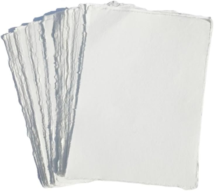 Habiller Hojas sueltas de papel de algodón con borde de cubierta para escribir caligrafía, impresión, manualidades de álbumes de recortes, mapa,