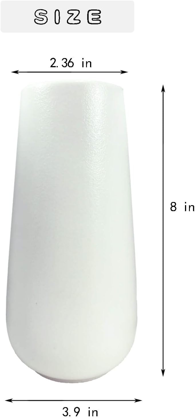 Jarrón de cerámica blanco mate de 8 pulgadas para flores, jarrones de granja para flores, decoración moderna y bohemia para habitación, jarrones de