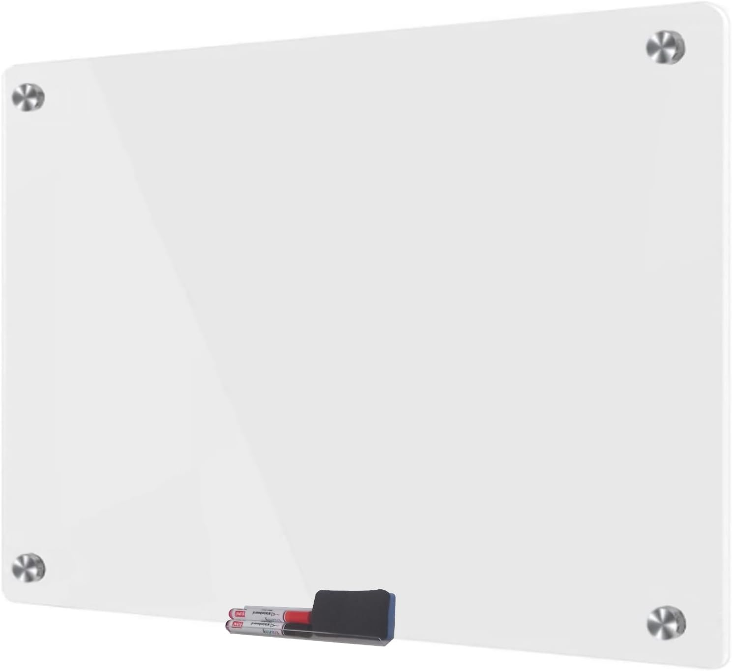 Pizarra acrílica de borrado en seco, pizarra blanca para pared, diseño sin marco, con marcador de borrado en seco y soporte, borrador, adecuado para