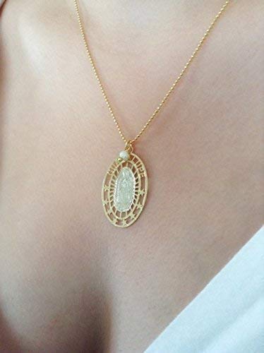 Gold Plated Our Lady of Guadalupe Medal Necklace for Women