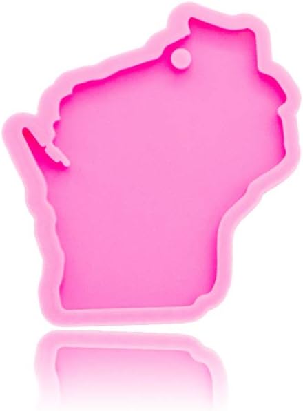 American Wisconsin State Llavero Molde de silicona con agujero DIY goma goma goma jabón molde caramelo decoración pastel fondant molde pudín hecho a