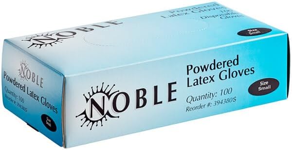 Noble – Guantes de látex desechables en polvo para servicio de alimentos, tamaño pequeño, paquete de 100 unidades