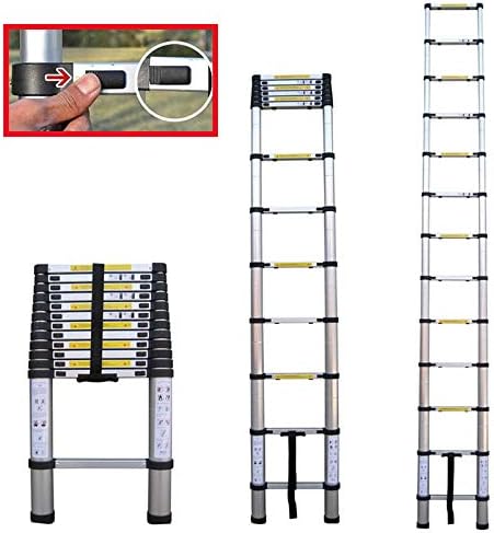 Escalera extensible telescópica de 12.5 pies, 12 escalones, capacidad de carga máxima de 330 libras, EN131, escalera de aluminio con certificación