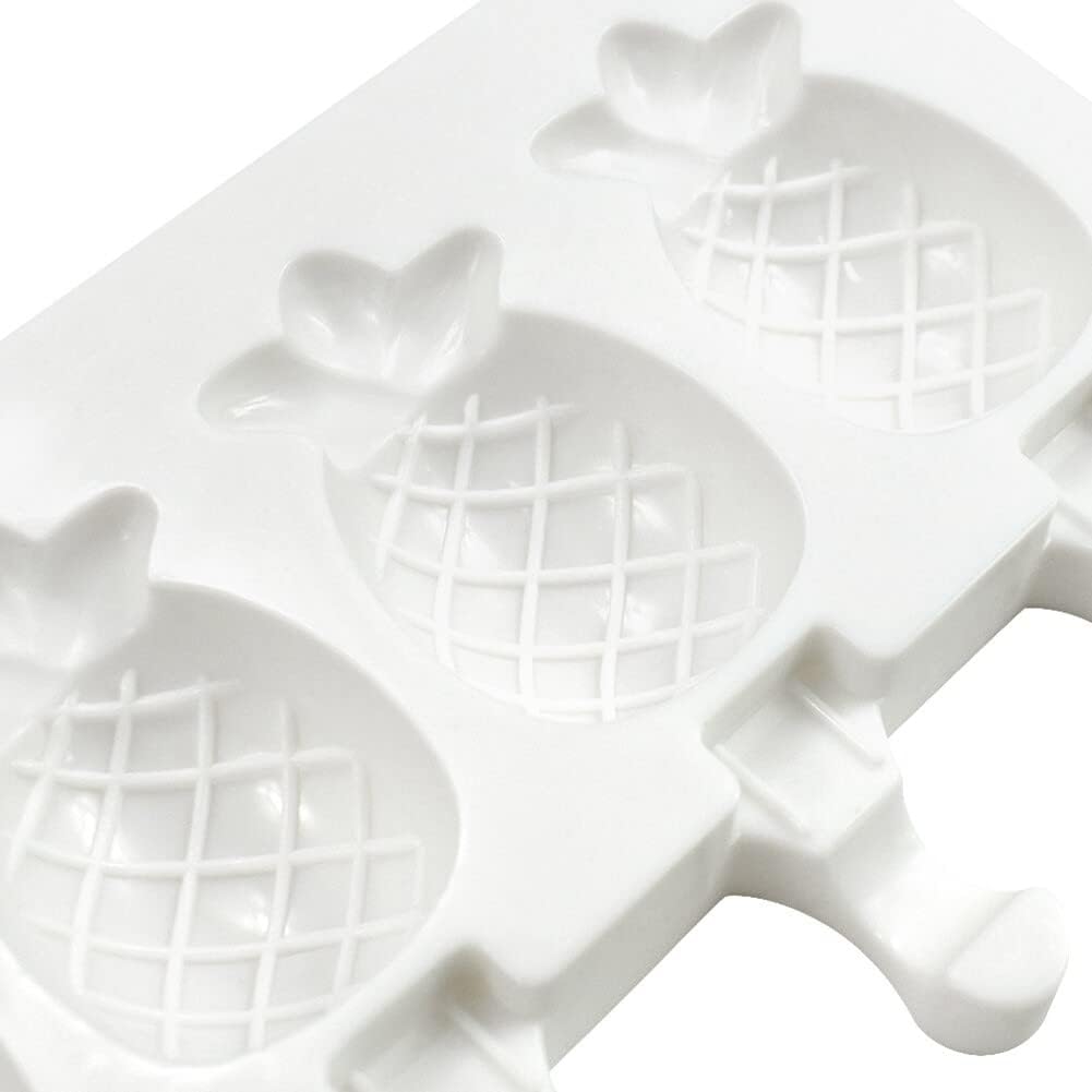 Moldes para paletas de 4 cavidades, moldes de silicona reutilizables para niños, moldes de paletas de hielo de piña, molde de silicona para hacer