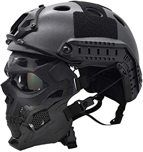 NC PJ – Casco táctico rápido y máscara ajustable de Airsoft, máscara de cara completa, adecuada para paintball, Halloween, juegos de rol, fiestas de
