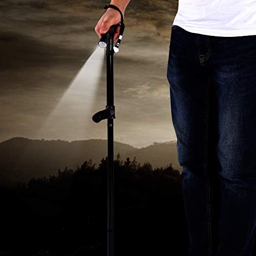 Bastón plegable con luz LED, bastón ajustable para hombres, mujeres, base antideslizante, soporte para otras herramientas de montañismo, accesorios