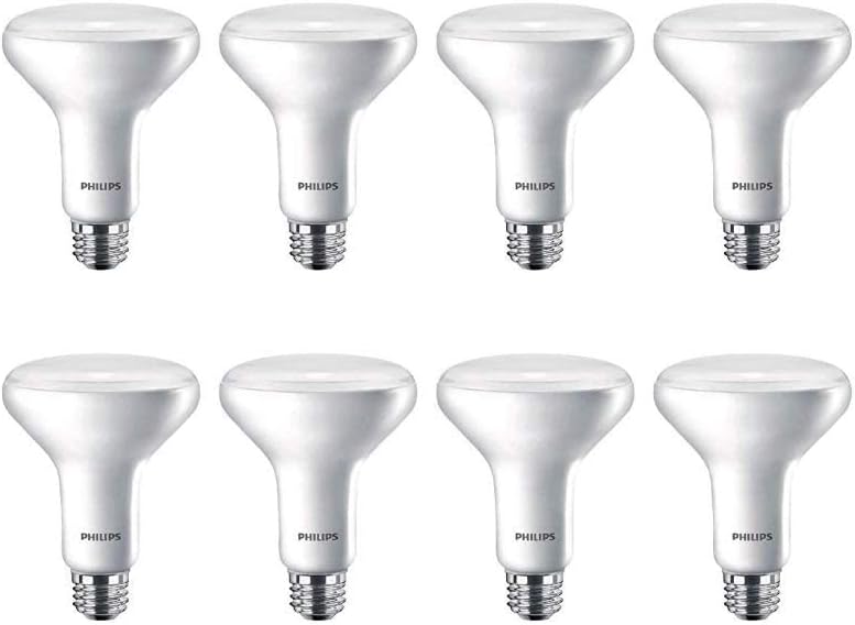 Bombilla de inundación BR30 regulable sin parpadeo, 650 lúmenes, luz blanca suave (2700 K), 11 W  65 W, base E26, paquete de 8