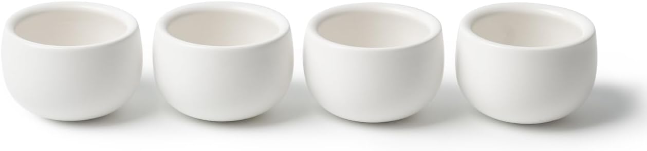 MU MO Juego de 4 tazas de café expreso de cerámica de doble pared de 7 onzas, tazas de té de porcelana con cáscara de huevo para bebidas de café,