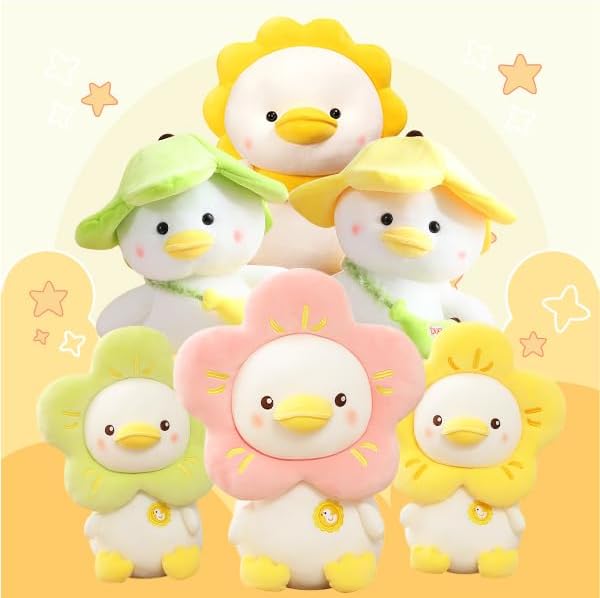 Peluche de pato de peluche suave y lindo juguete de peluche para niños, pato, rosa, 9.8 pulgadas