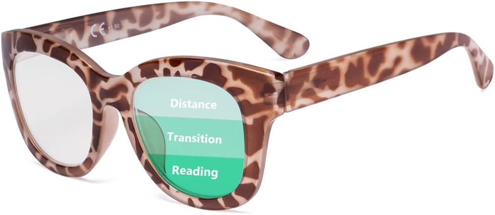 Eyekepper Lentes de lectura progresivos de gran tamaño para mujer, protección UV, multienfoque, lentes de lectura trifocales Noline – Marco