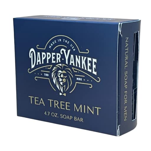 Dapper Yankee Jabón natural de menta de árbol de té para hombres, carbón activado, aceites esenciales