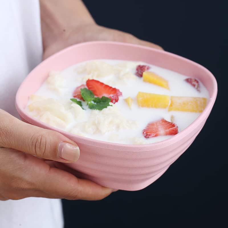 SOUJOY Paquete de 20 cuencos de paja de trigo, cuencos de cereales irrompibles de 20 onzas, cuencos de sopa reutilizables para aperitivos, arroz,