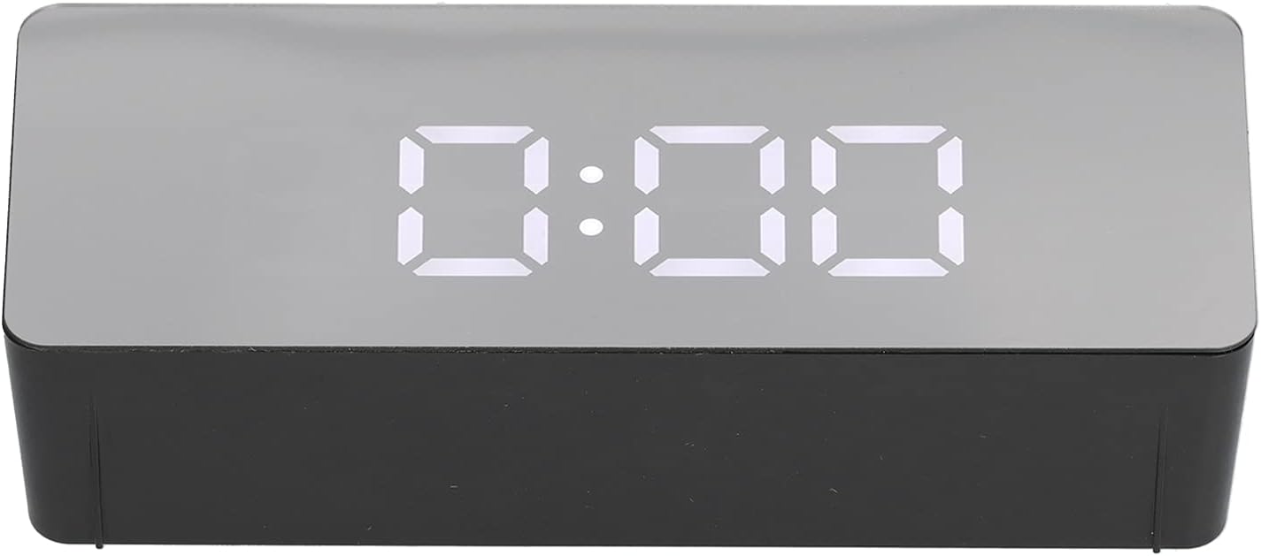 Reloj despertador con espejo LED, reloj digital rectangular con pantalla de temperatura para dormitorio, sala de estar, oficina, viajes