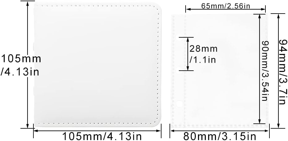 Mini álbum de fotos, soporte para tarjetas de fotos blancas, tarjetas fotográficas Kpop de piel sintética de 3 anillos, álbum de películas de fotos