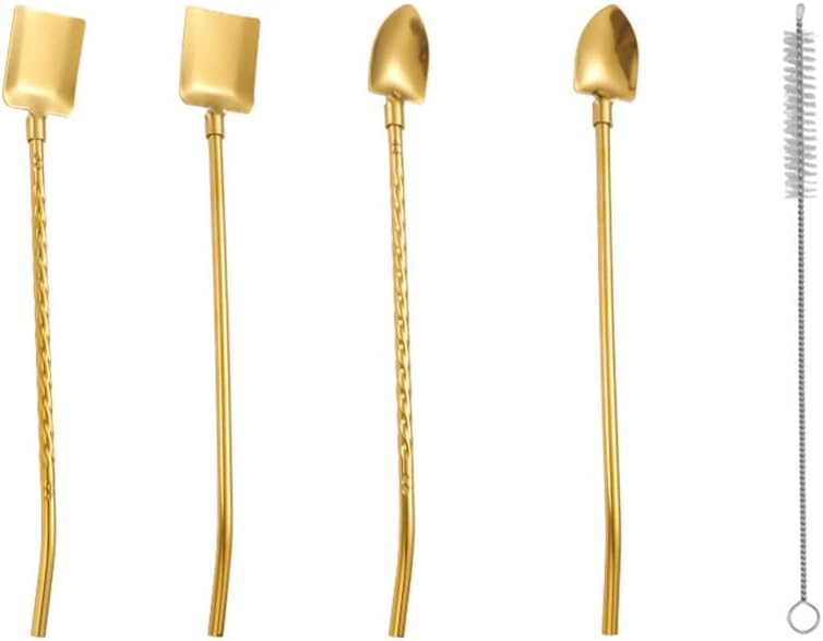 Cucharas de té helado con mango largo de 8.46 pulgadas de largo, cuchara de sandía, cuchara de cóctel de acero inoxidable, adecuada para cucharas de