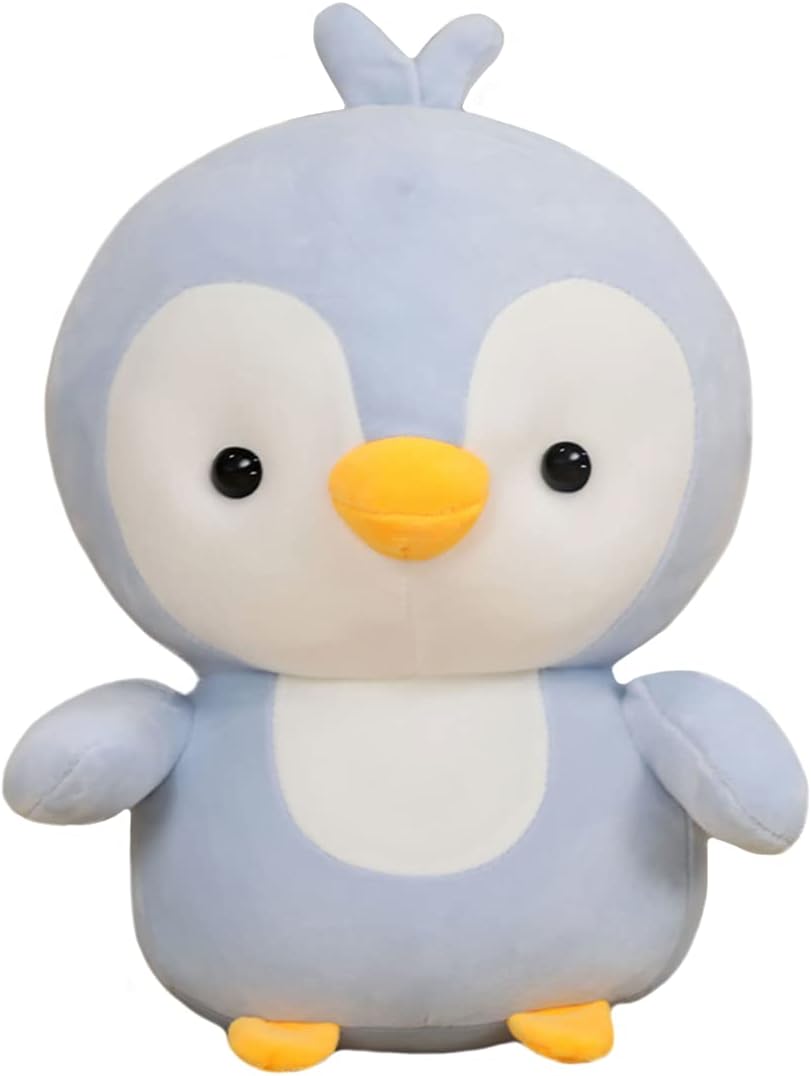 ELAINREN Cuddly – Pingüino de peluche de pingüino gris, lindo pingüino azul alegre, regalos para Navidad y Halloween, 13.8 pulgadas (solo para