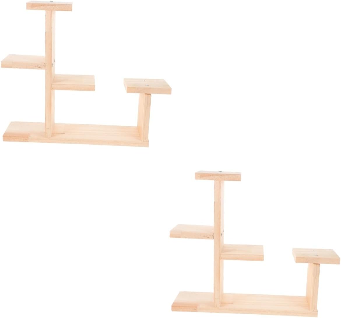 Yardwe Soporte de madera para tartas, soporte para plantas de madera, soporte de exhibición de madera para plantas, bandeja redonda de madera para