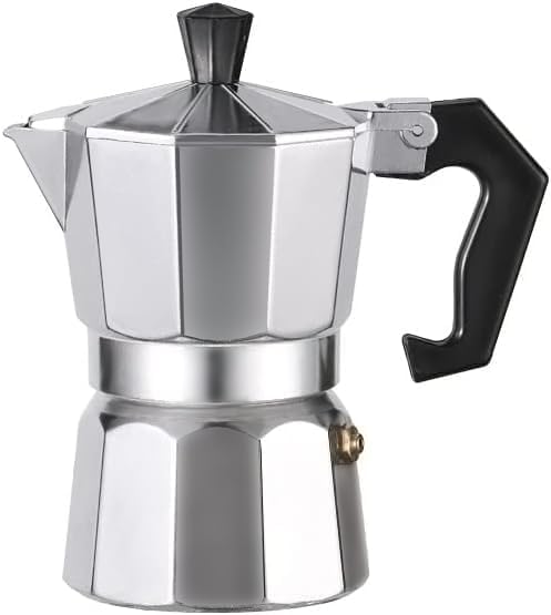 WOLEN Moka Pot – Cafetera y cafetera para estufa, cafetera italiana, cafetera Greca, cafeteras, color plateado (2 tazas)