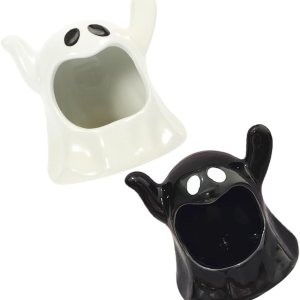 Didiseaon Decoración para el hogar, 2 piezas, candelabro, mesa, decoración de porcelana blanca, portavelas de cerámica de Halloween, regalo de Didiseaon Decoración para el hogar, 2 piezas, candelabro, mesa, decoración de porcelana blanca, portavelas de cerámica de Halloween, regalo de