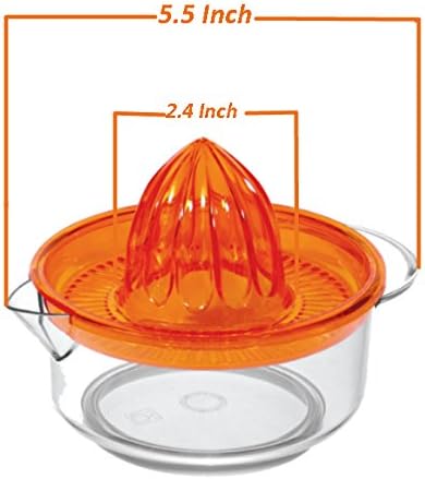 Uniware Fruit Juicer Strainer Reamer, Made in Italy, with Handle Pour Spout, BPA Free Colors may Vary (Orange)