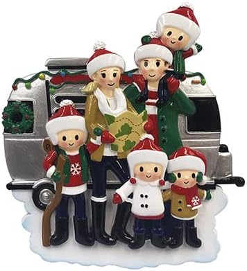 Adorno personalizado para árbol de Navidad familiar, casa rodante, regalo personalizado (nuevo), familia de 6 integrantes