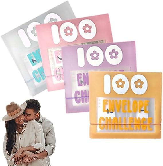 Carpeta de desafío de 100 sobres, kit de caja de desafíos de ahorro de efectivo, libro de desafíos de ahorro con sobres de efectivo, libro
