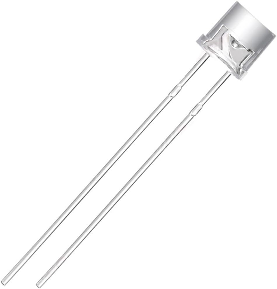 5 Pcs 5mm LED Diode Flat Top Warm White Red Green Blue UV Purple Yellow Orange Pink 2V 3V 20mA Wide Angle Emitting Light Bulb (Color  Red)