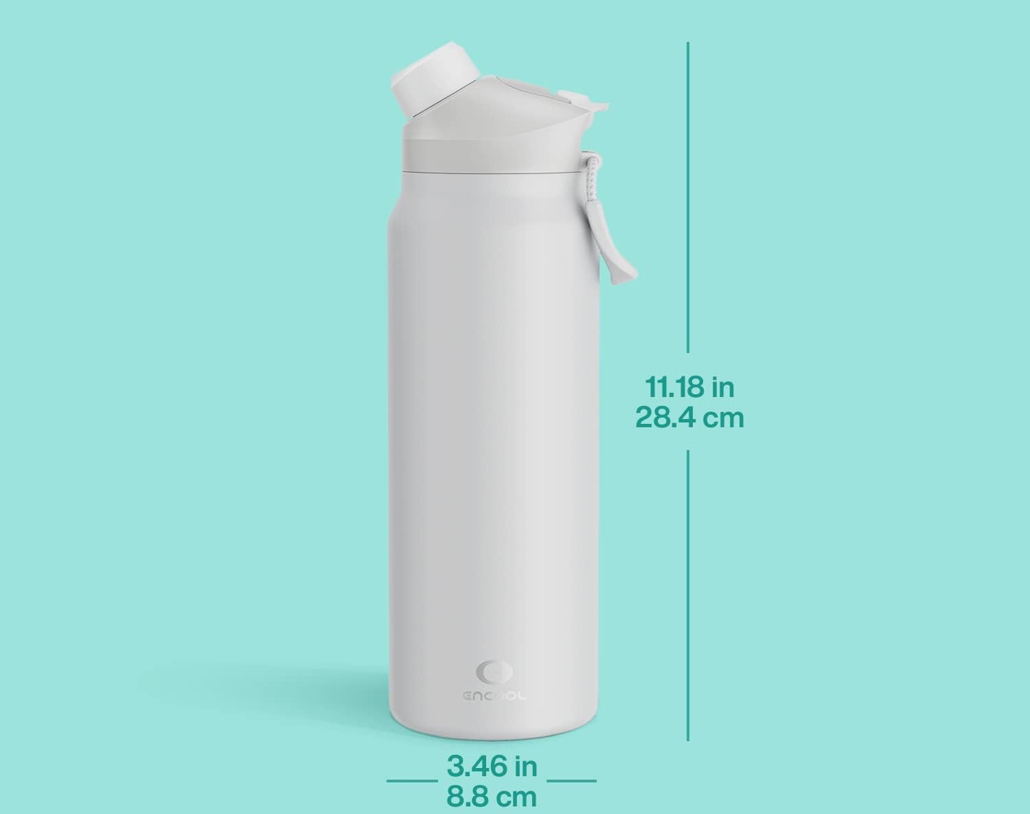ENCOOL Botella de agua aislada de 32 oz con tapa con popote y boquilla, acero inoxidable, sin BPA, a prueba de fugas, doble pared, para deportes,